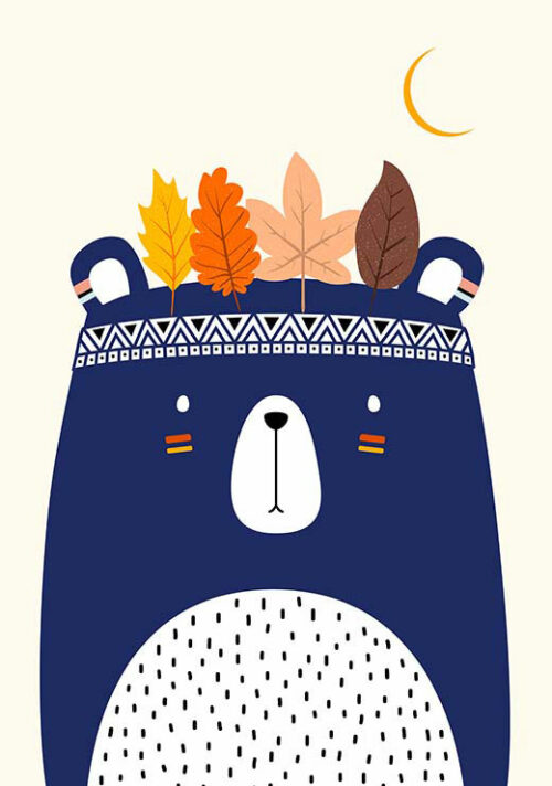 Cute Blue Little Bear - Kubistika