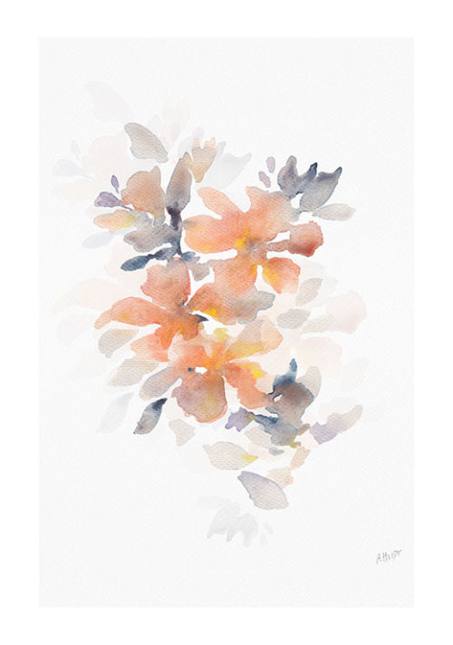 Orange Watercolor Flower - Anne Hvidt