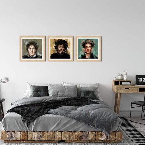 Bilderwand - Lennon, Hendrix, Kahlo